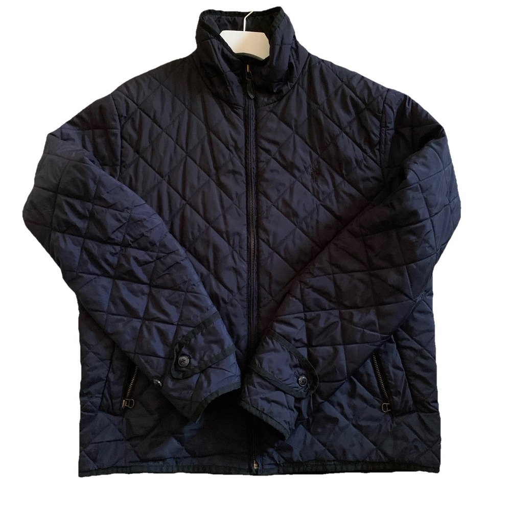 Ralph Lauren Sport Quilted Jacket Diamond Puffer Coat Women's SZ-L Navy Full Zip - Picture 6 of 16